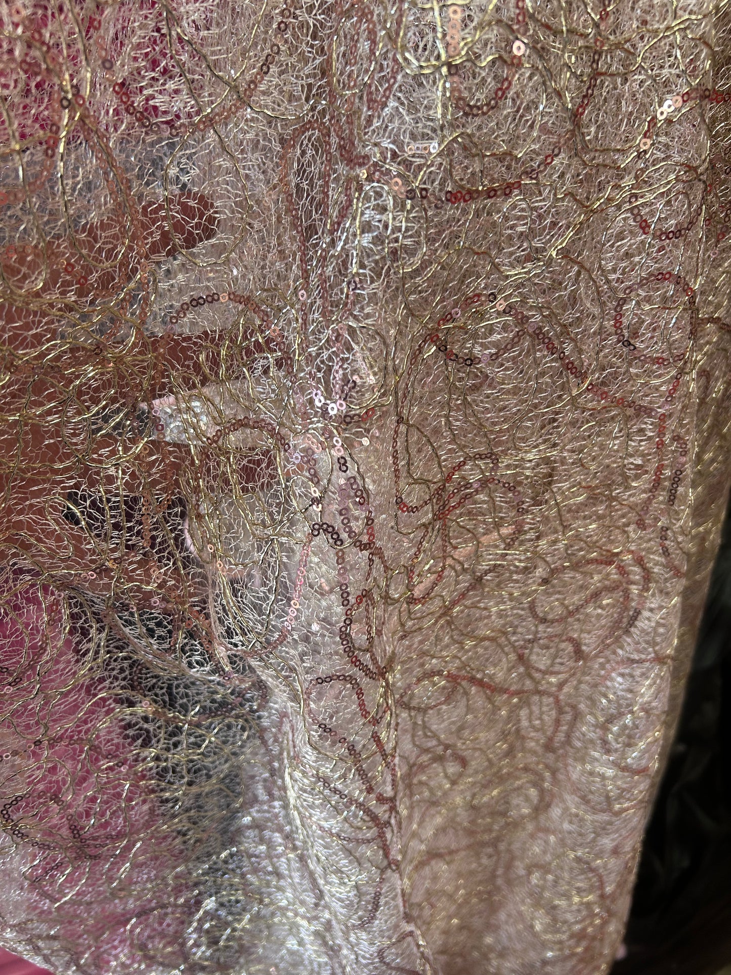 Metallic Sequin Lace Fabric by the Yard – Embroidered Mesh Lace