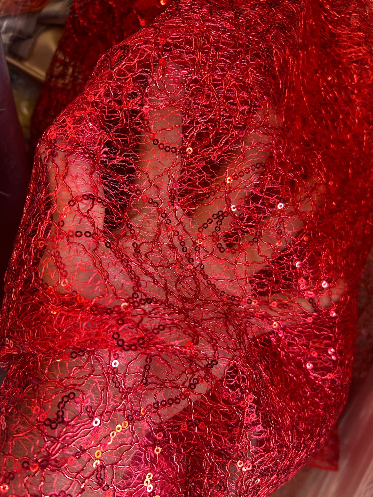 Metallic Sequin Lace Fabric by the Yard – Embroidered Mesh Lace
