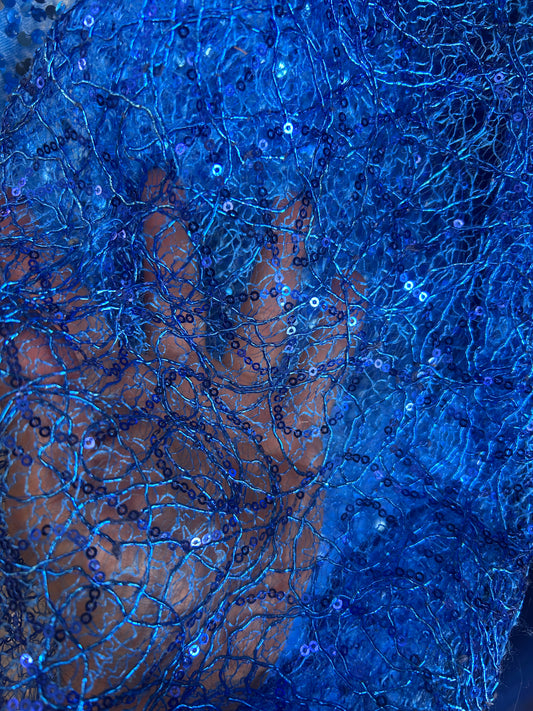 Metallic Sequin Lace Fabric by the Yard – Embroidered Mesh Lace