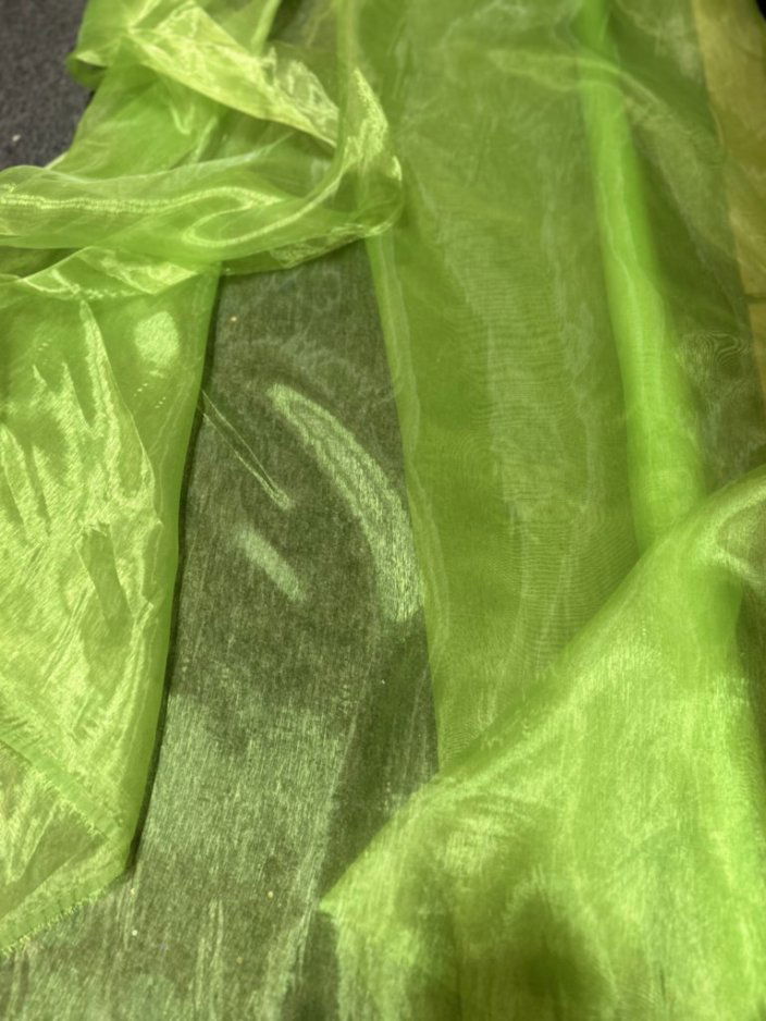 Lime Crystal Organza Fabric by the yard - New Star Fabrics