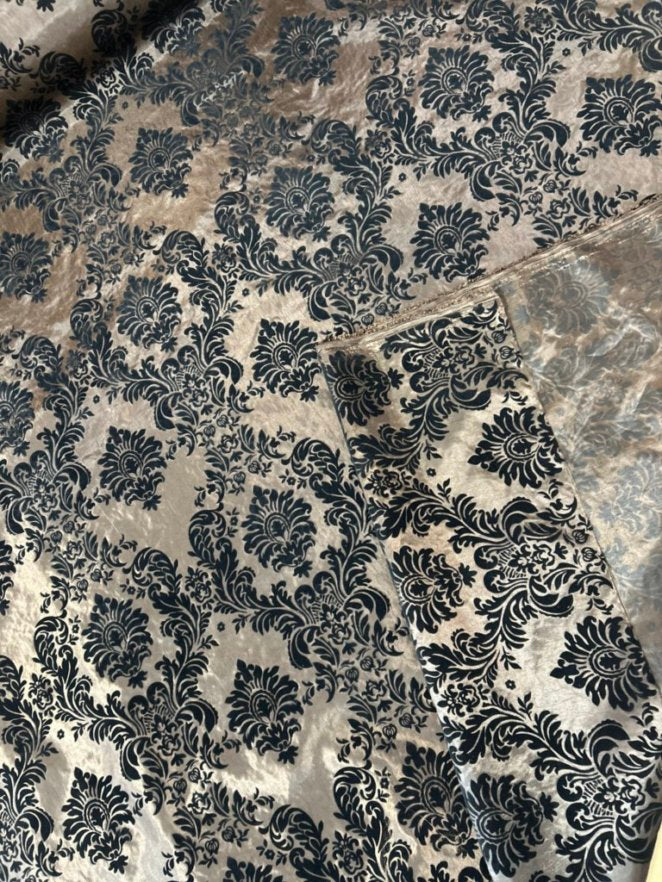 Flocked Damask Taffeta Fabric