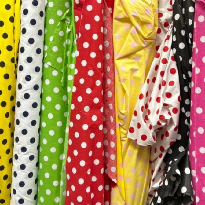 Polk Dot One Inch Print Poly Cotton Fabric  by the yard - New Star Fabrics