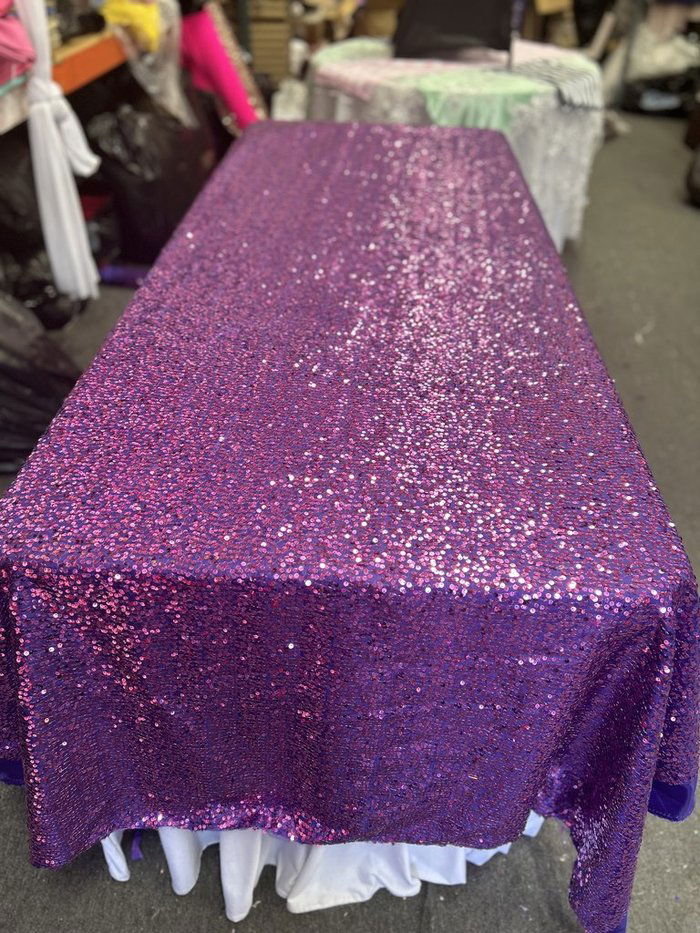 Rectangle Sequin Taffeta Tablecloth 55 by 108 inches - New Star Fabrics
