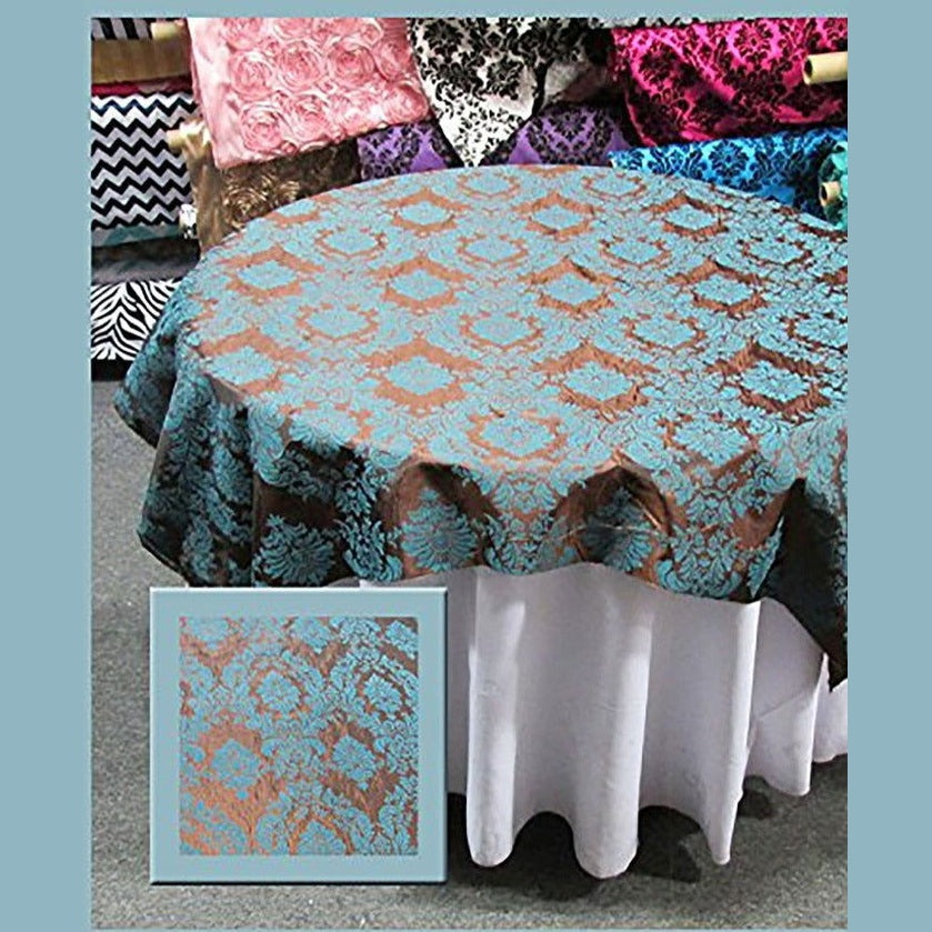 Round Tablecloth  Damask Flocking Taffeta 108'' Round - New Star Fabrics
