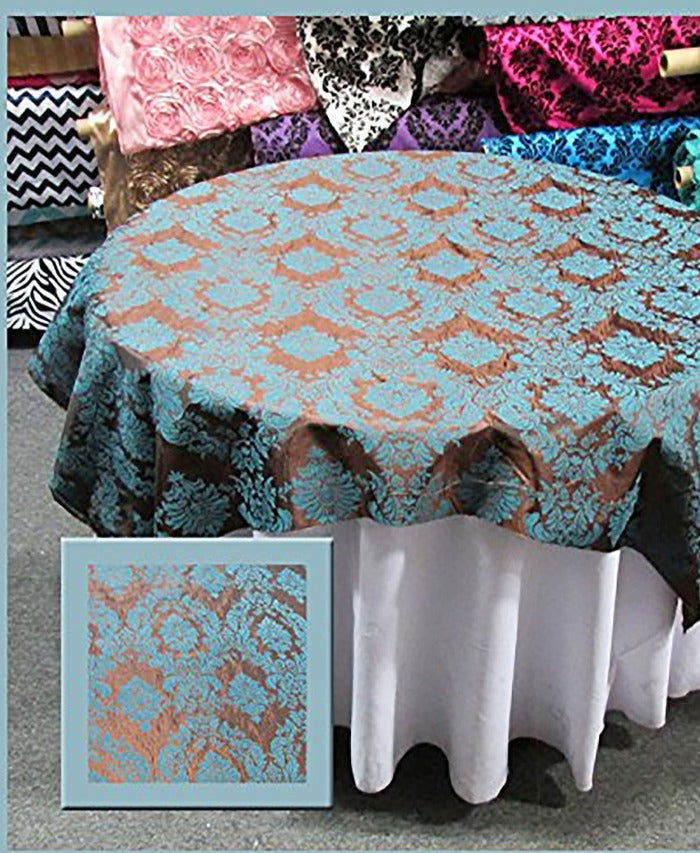 Round Tablecloth  Damask Flocking Taffeta 108'' Round - New Star Fabrics
