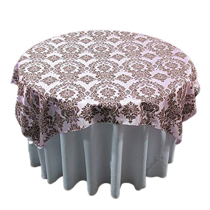 Round Tablecloth  Damask Flocking Taffeta 108'' Round - New Star Fabrics