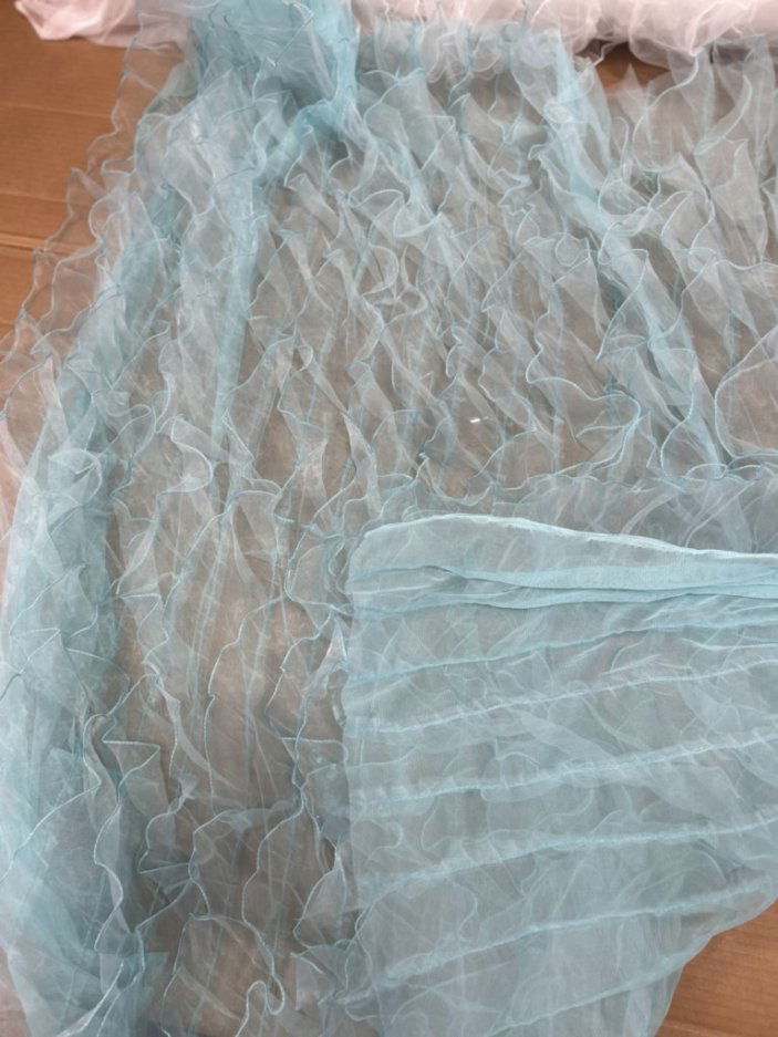 Ruffle Organza Fabric with Mesh  by the yard - New Star Fabrics