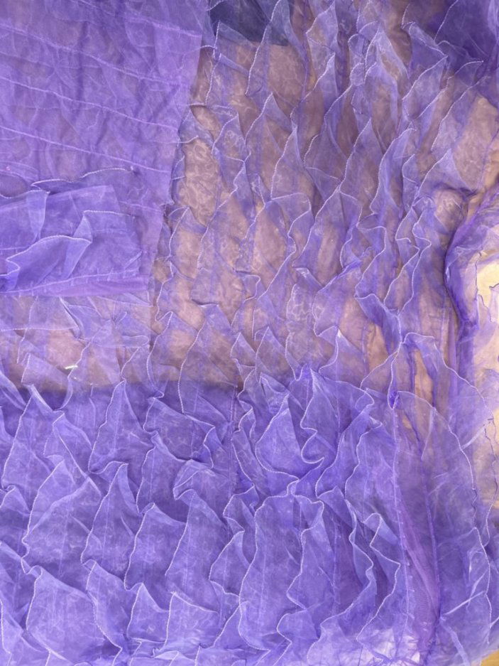 Ruffle Organza Fabric with Mesh  by the yard - New Star Fabrics