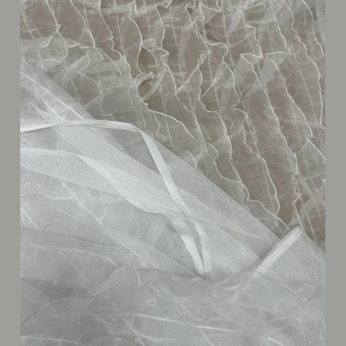 Ruffle Organza Fabric with Mesh  by the yard - New Star Fabrics