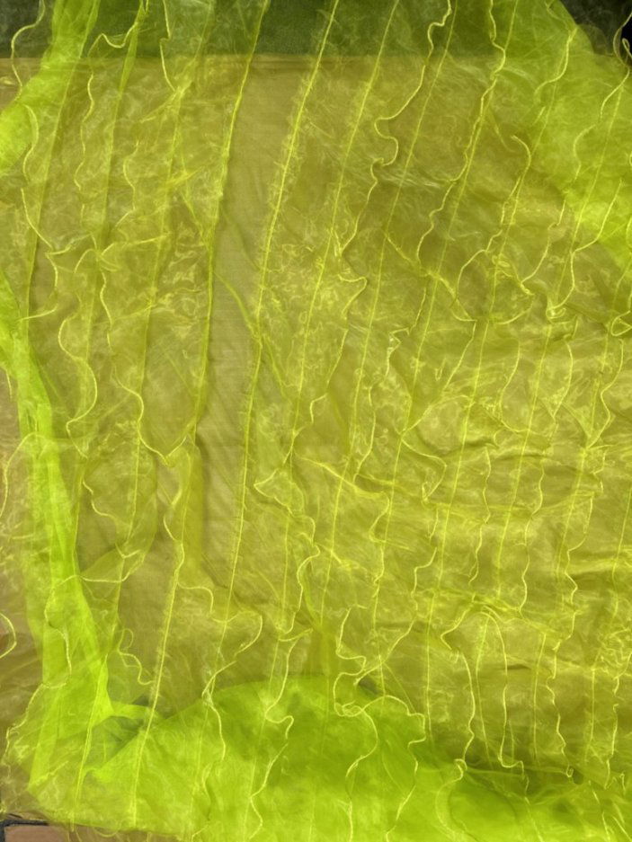 Ruffle Organza Fabric with Mesh  by the yard - New Star Fabrics