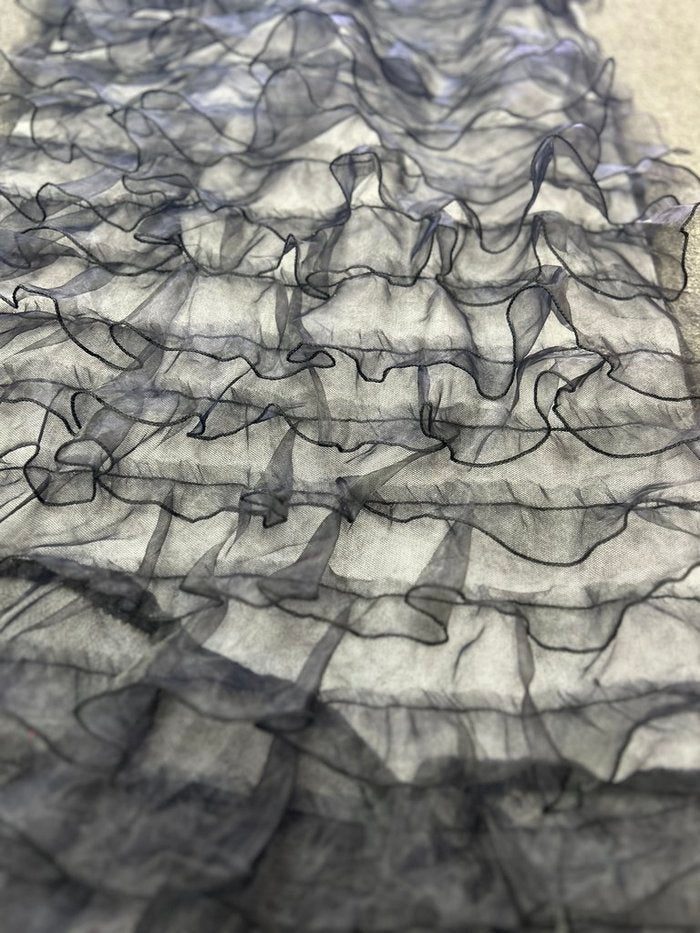 Ruffle Organza Fabric with Mesh  by the yard - New Star Fabrics