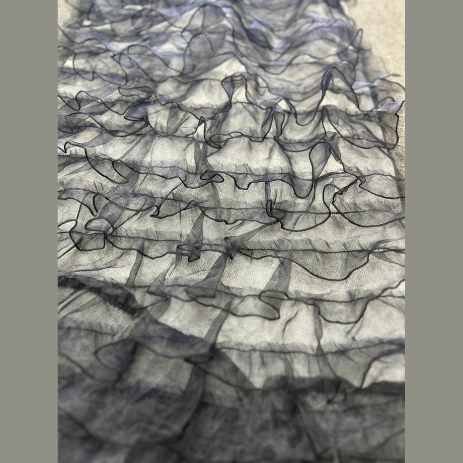 Ruffle Organza Fabric with Mesh  by the yard - New Star Fabrics