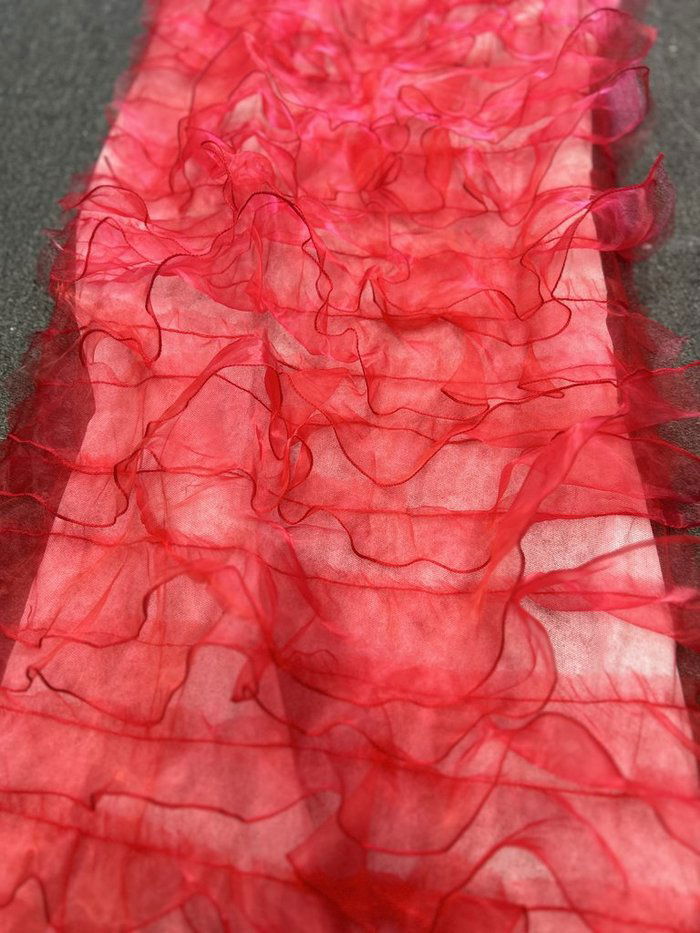 Ruffle Organza Fabric with Mesh  by the yard - New Star Fabrics