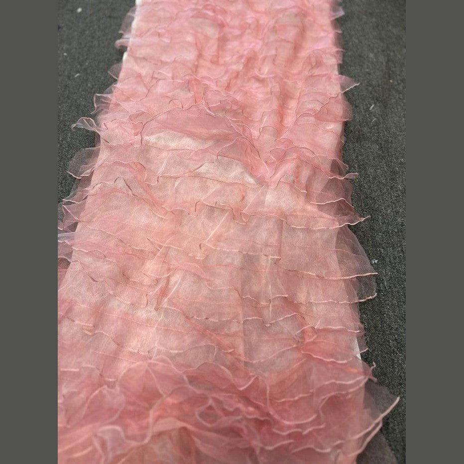 Ruffle Organza Fabric with Mesh  by the yard - New Star Fabrics