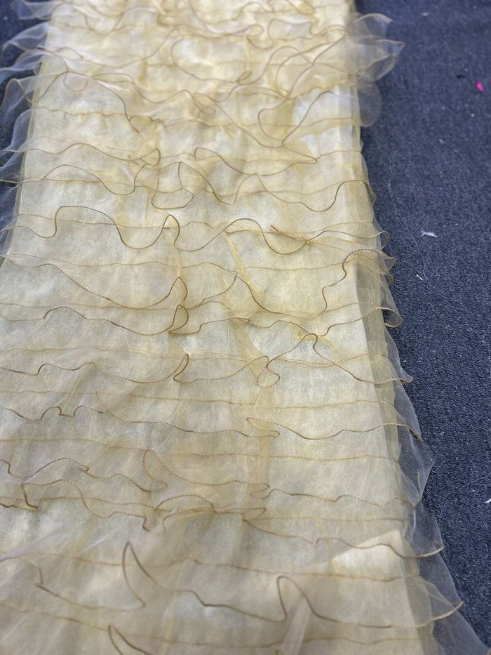 Ruffle Organza Fabric with Mesh  by the yard - New Star Fabrics