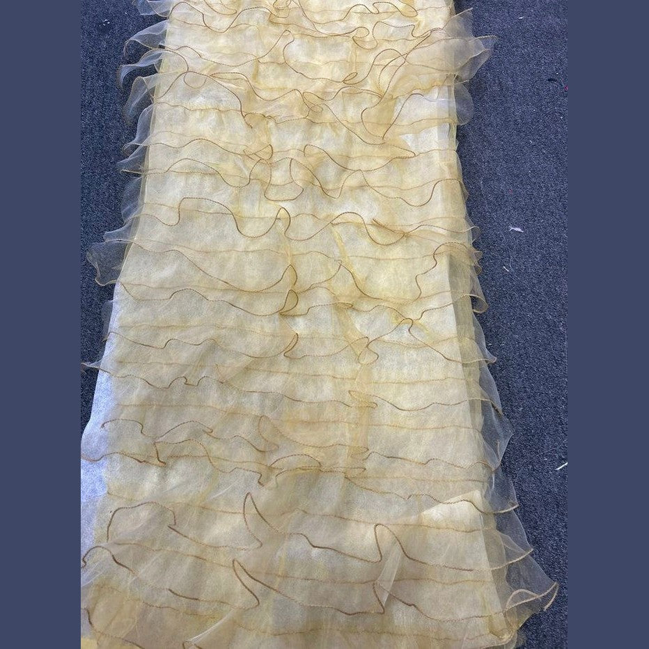 Ruffle Organza Fabric with Mesh  by the yard - New Star Fabrics