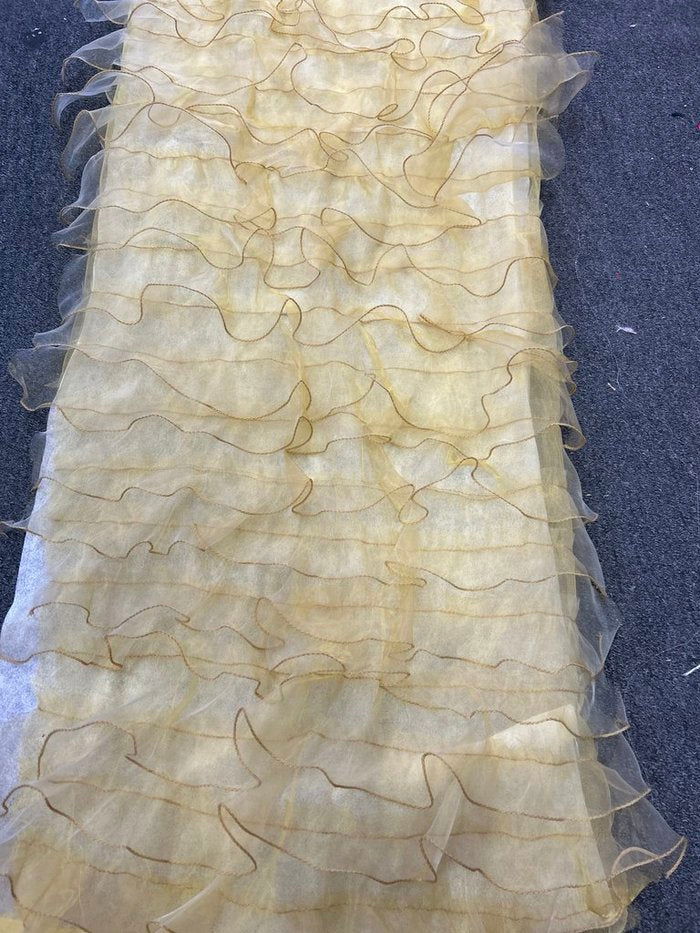 Ruffle Organza Fabric with Mesh  by the yard - New Star Fabrics
