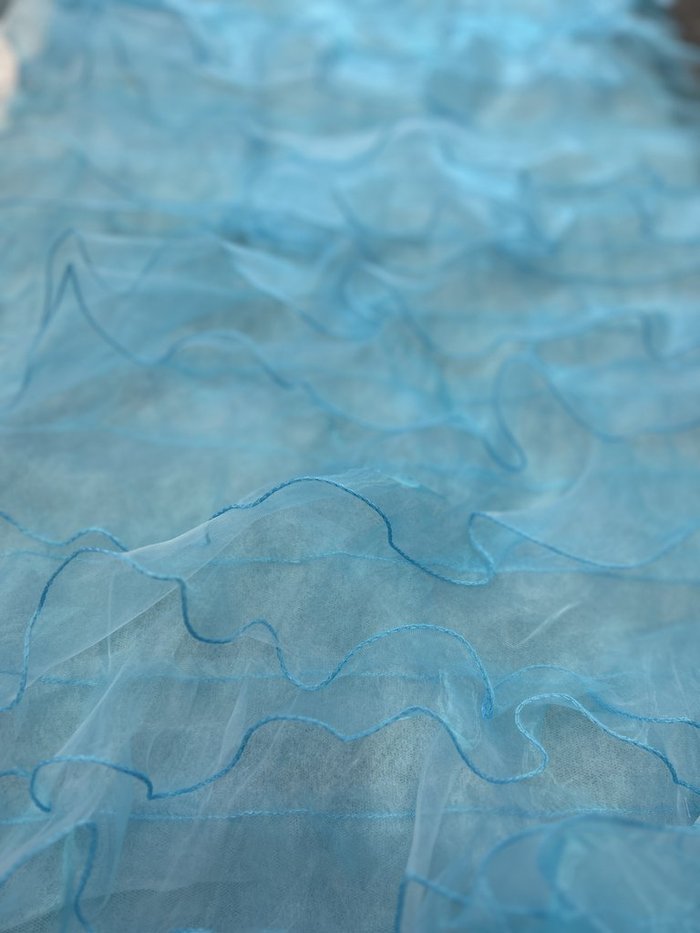 Ruffle Organza Fabric with Mesh  by the yard - New Star Fabrics