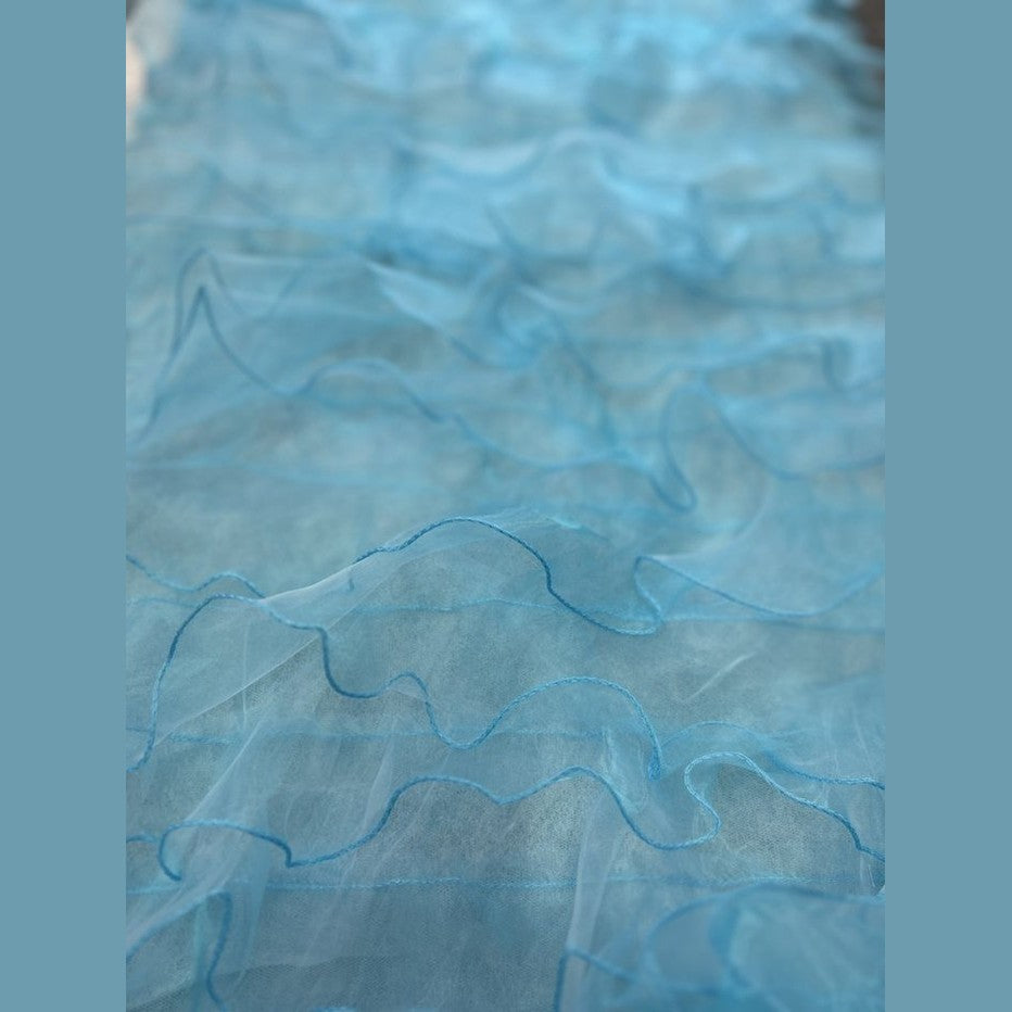 Ruffle Organza Fabric with Mesh  by the yard - New Star Fabrics