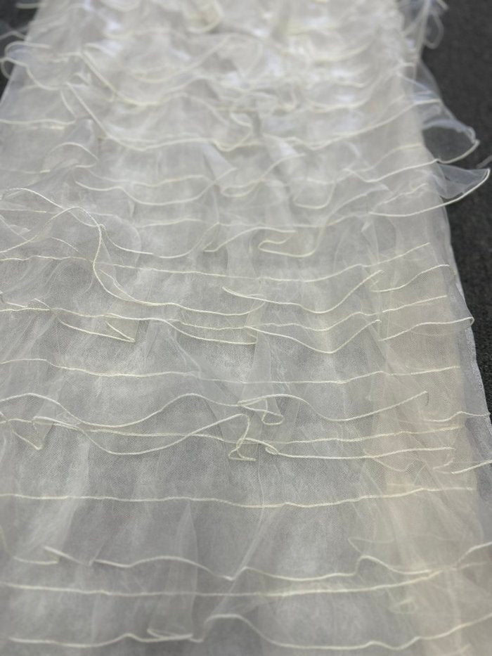 Ruffle Organza Fabric with Mesh  by the yard - New Star Fabrics