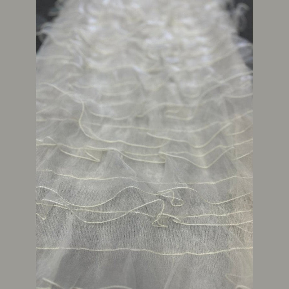 Ruffle Organza Fabric with Mesh  by the yard - New Star Fabrics