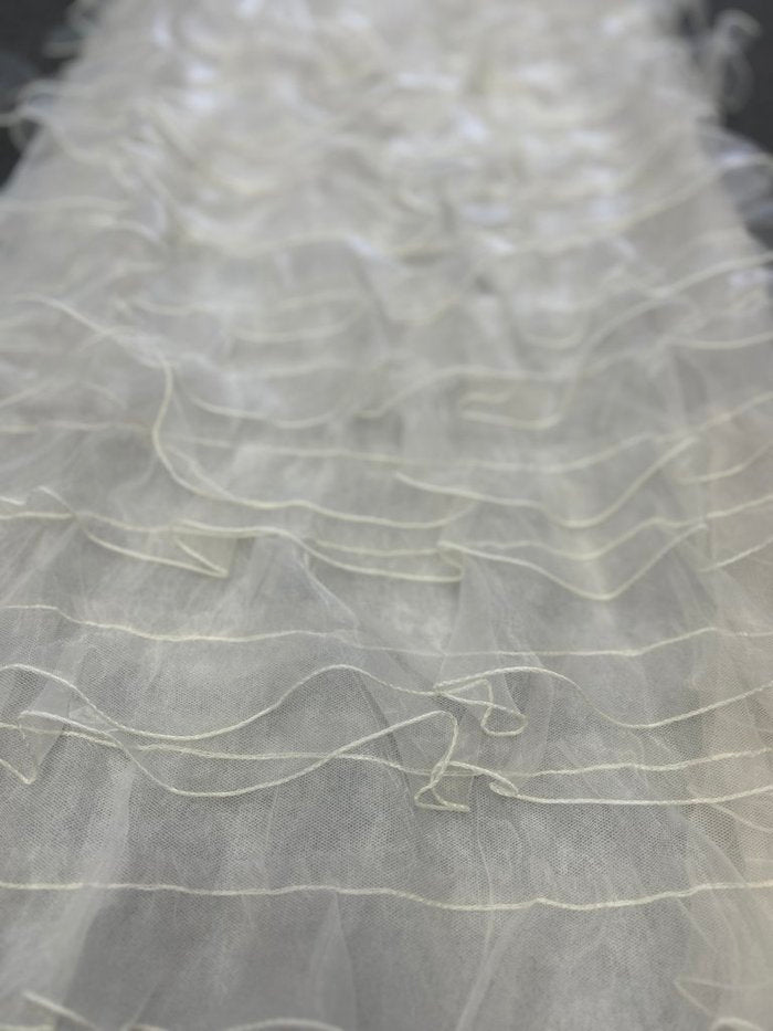 Ruffle Organza Fabric with Mesh  by the yard - New Star Fabrics