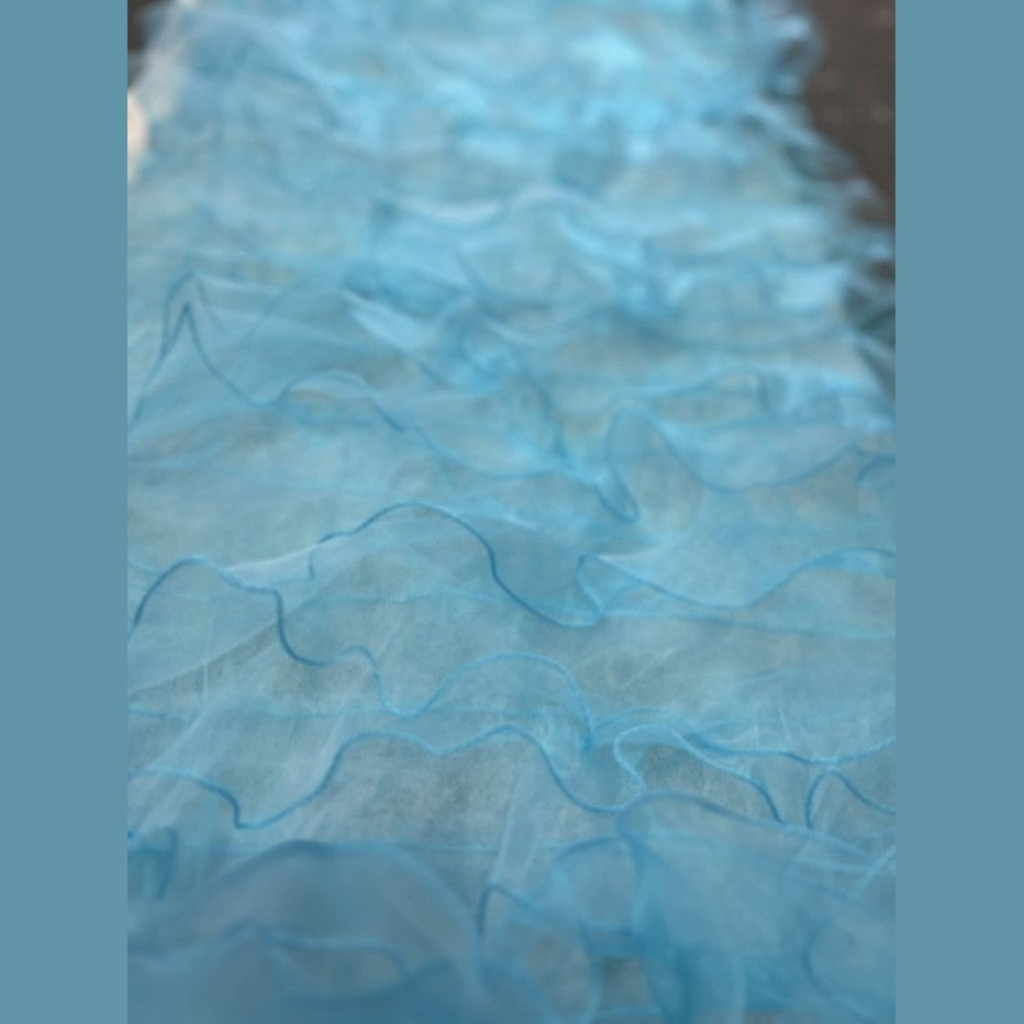 Ruffle Organza Fabric with Mesh  by the yard - New Star Fabrics