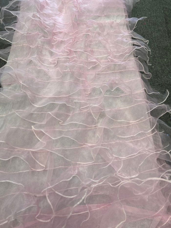 Ruffle Organza Fabric with Mesh  by the yard - New Star Fabrics