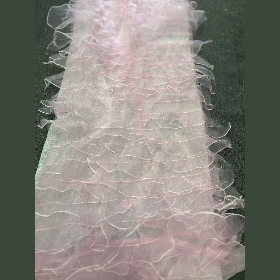 Ruffle Organza Fabric with Mesh  by the yard - New Star Fabrics
