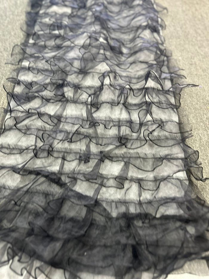 Ruffle Organza Fabric with Mesh  by the yard - New Star Fabrics