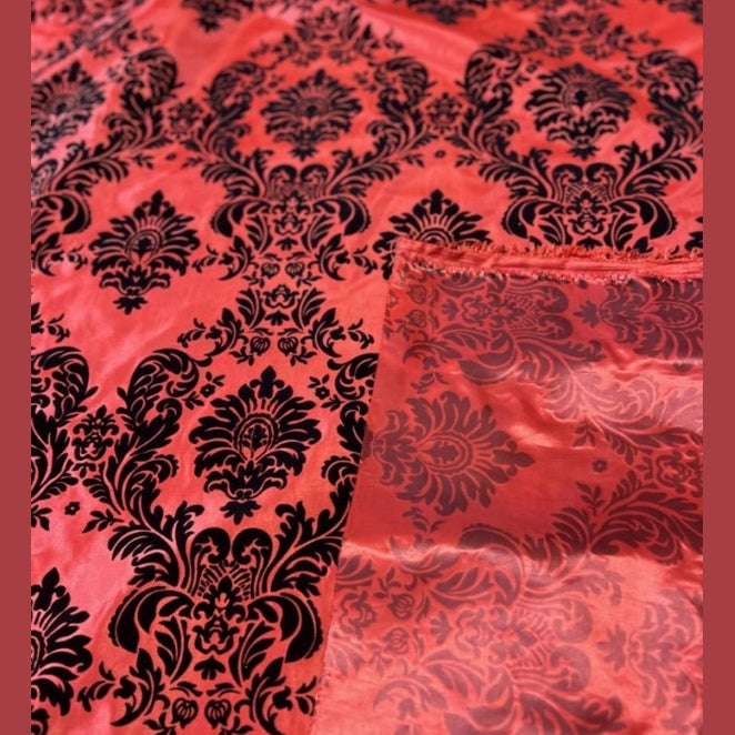 Flocked Damask Taffeta Fabric