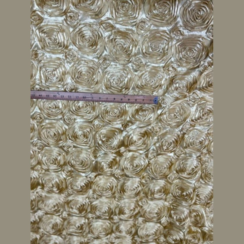 Satin Rosette 3D Rose Design Ribbon Fabric  by the yard - New Star Fabrics