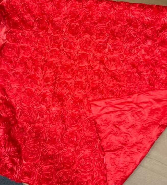 Satin Rosette 3D Rose Design Ribbon Fabric  by the yard - New Star Fabrics
