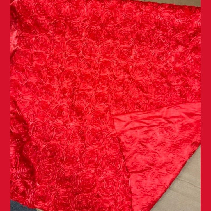 Satin Rosette 3D Rose Design Ribbon Fabric  by the yard - New Star Fabrics