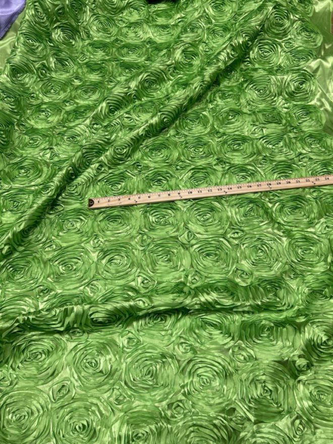 Satin Rosette 3D Rose Design Ribbon Fabric  by the yard - New Star Fabrics
