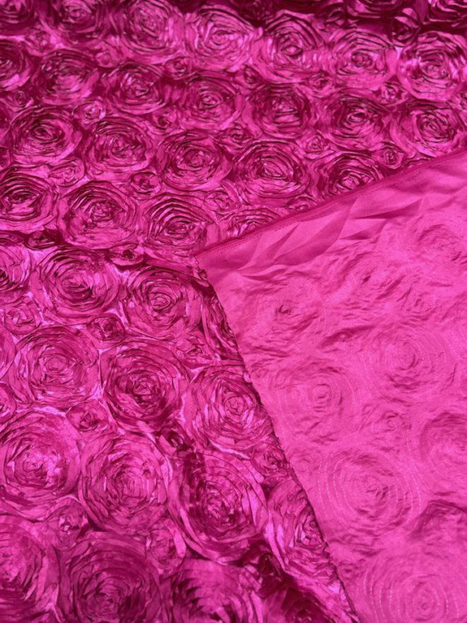 Satin Rosette 3D Rose Design Ribbon Fabric  by the yard - New Star Fabrics