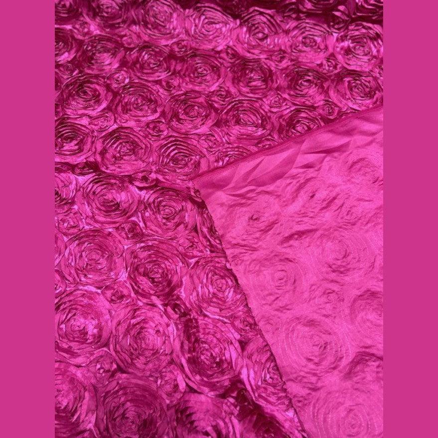 Satin Rosette 3D Rose Design Ribbon Fabric  by the yard - New Star Fabrics