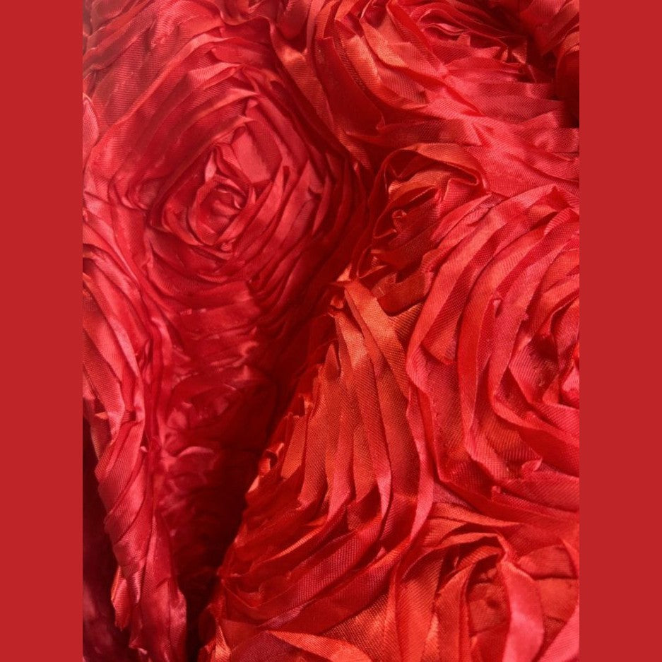 Satin Rosette 3D Rose Design Ribbon Fabric  by the yard - New Star Fabrics