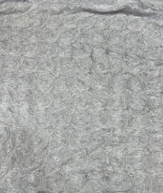 Satin Rosette 3D Rose Design Ribbon Fabric  by the yard - New Star Fabrics