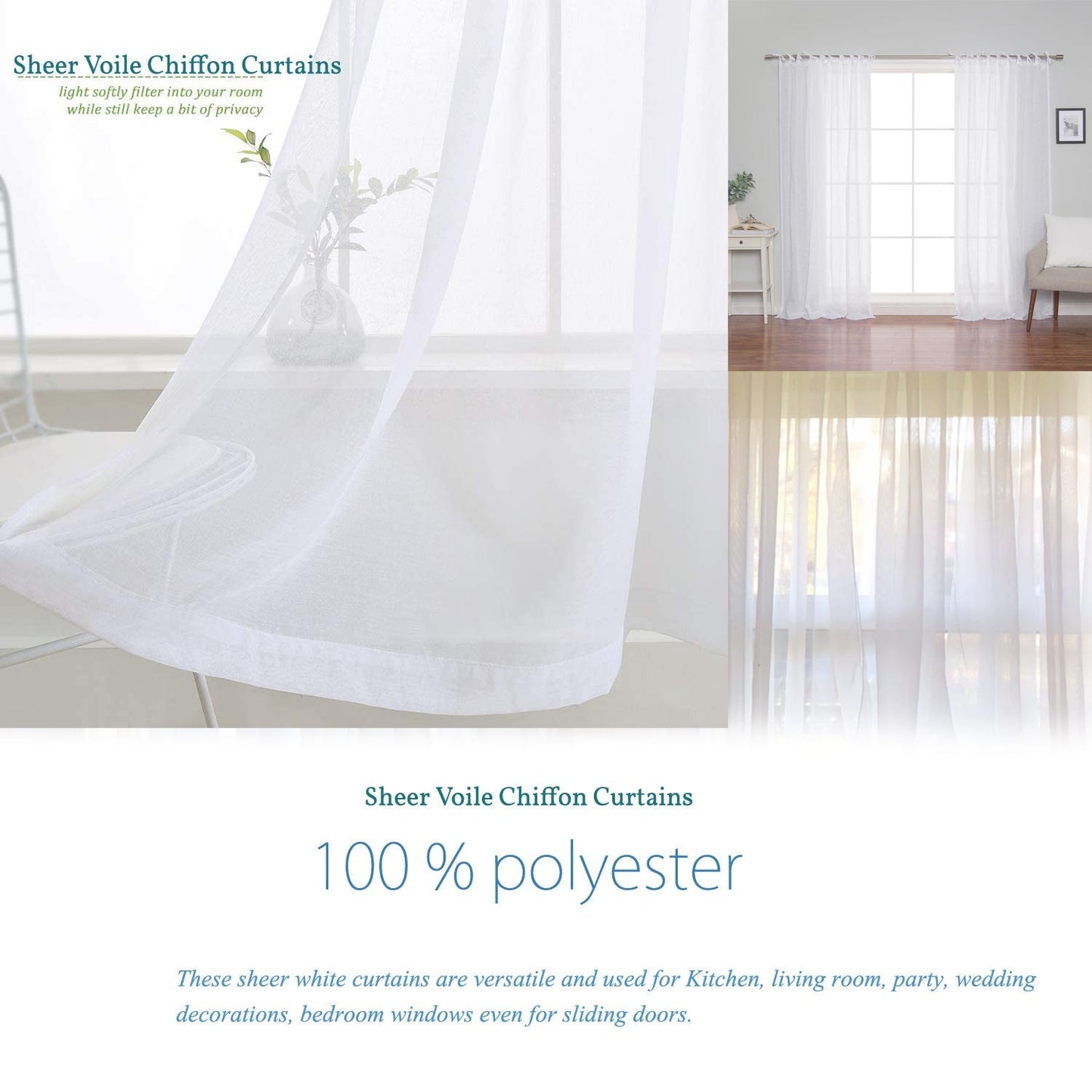 Sheer Voile Chiffon Curtain 115 W x 40 L - New Star Fabrics