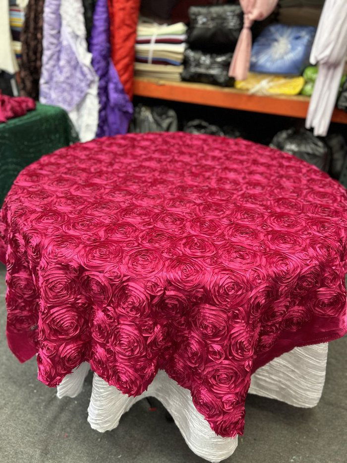 Table Overlay Rose Satin - 55 X 55 inches Square - New Star Fabrics
