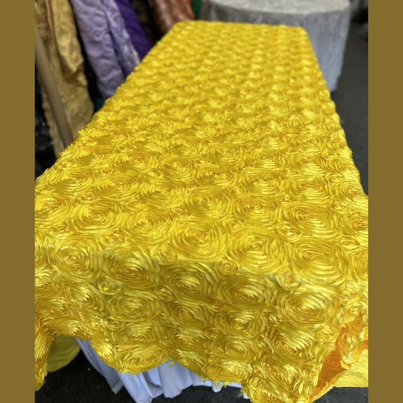 Tablecloth Rosette Satin Rectangle 55 X 108 inches - New Star Fabrics