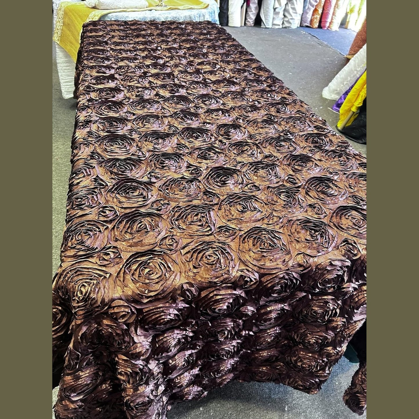 Tablecloth Rosette Satin Rectangle 55 X 108 inches - New Star Fabrics