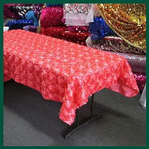 Tablecloth Rosette Satin Rectangle 55 X 108 inches - New Star Fabrics