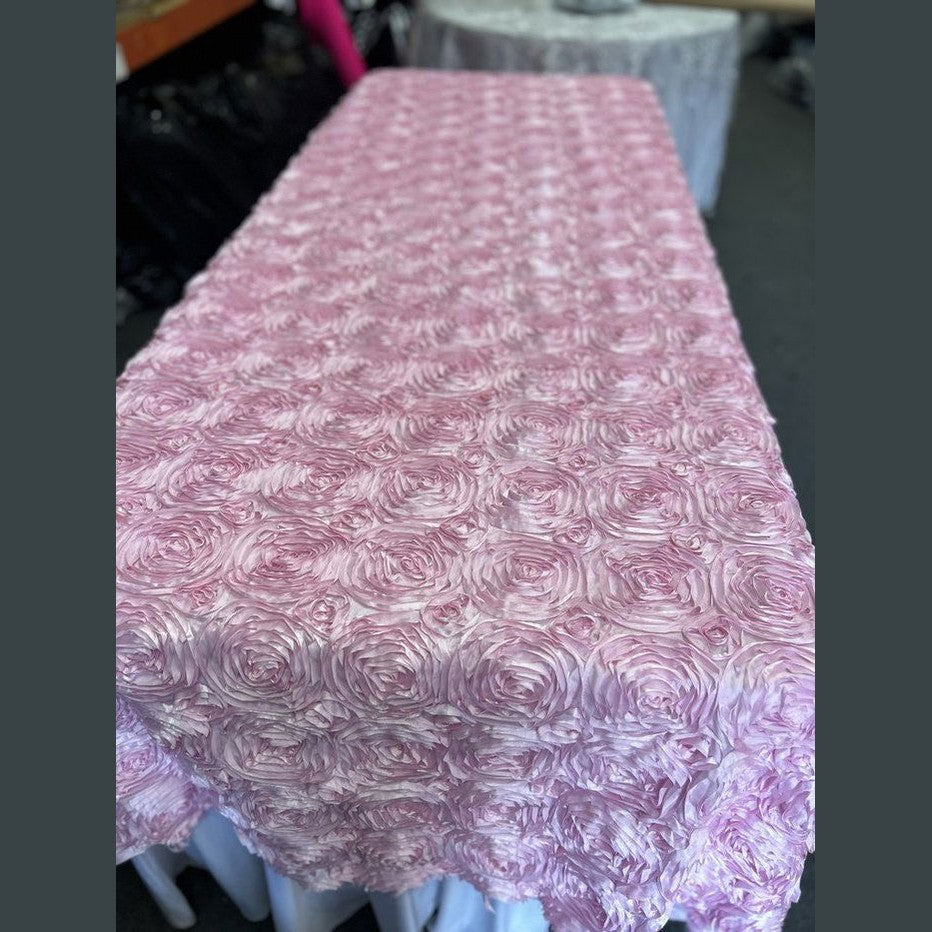 Tablecloth Rosette Satin Rectangle 55 X 108 inches - New Star Fabrics