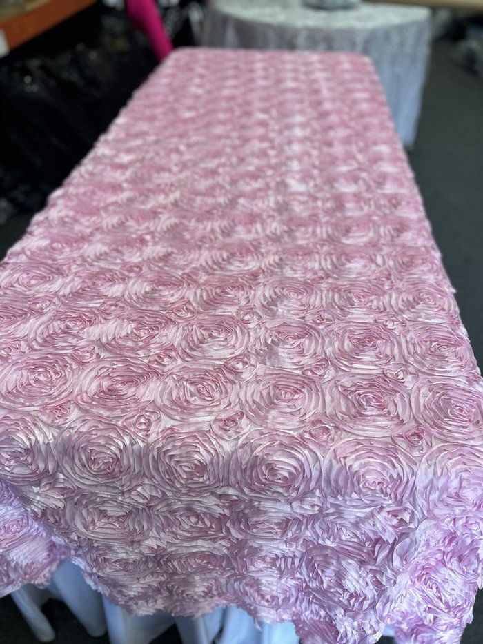 Tablecloth Rosette Satin Rectangle 55 X 108 inches - New Star Fabrics