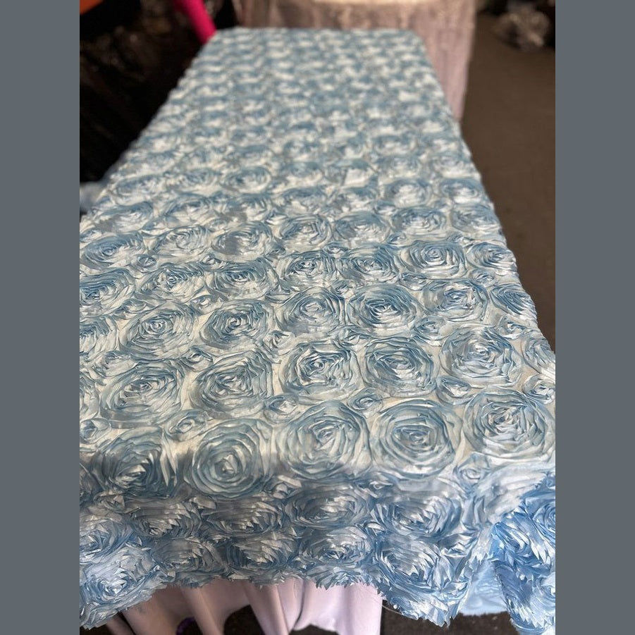 Tablecloth Rosette Satin Rectangle 55 X 108 inches - New Star Fabrics
