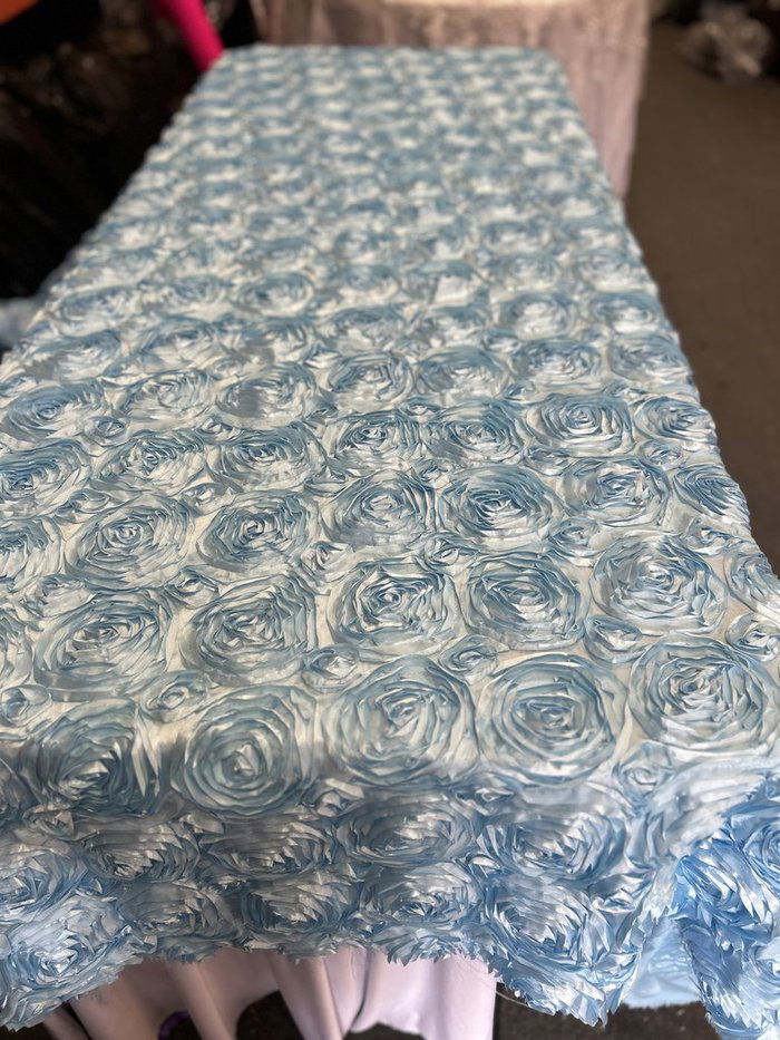 Tablecloth Rosette Satin Rectangle 55 X 108 inches - New Star Fabrics