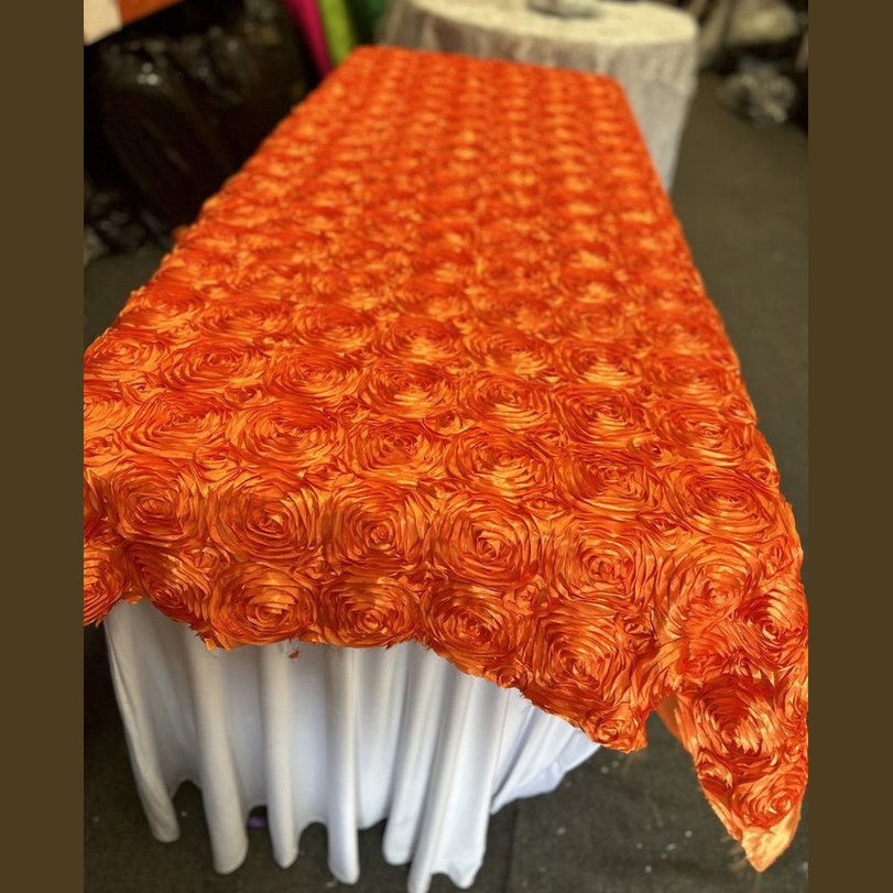 Tablecloth Rosette Satin Rectangle 55 X 108 inches - New Star Fabrics