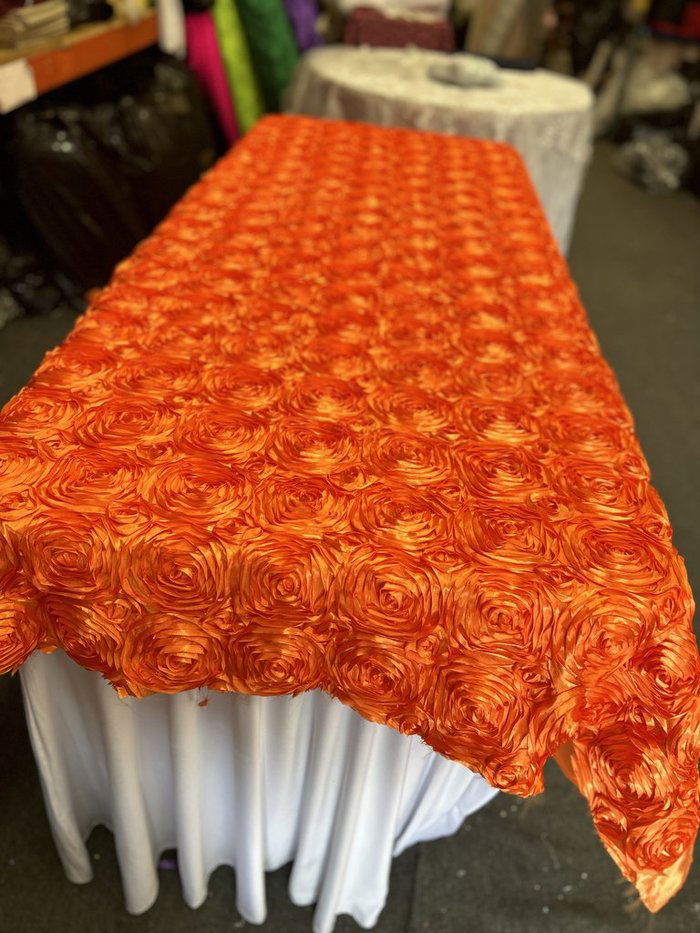 Tablecloth Rosette Satin Rectangle 55 X 108 inches - New Star Fabrics